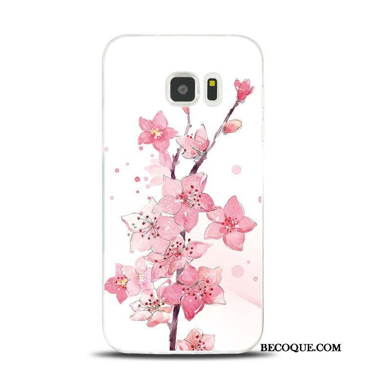 Samsung Galaxy S7 Edge Fluide Doux Silicone Rose Fleur De Pêche Coque Support