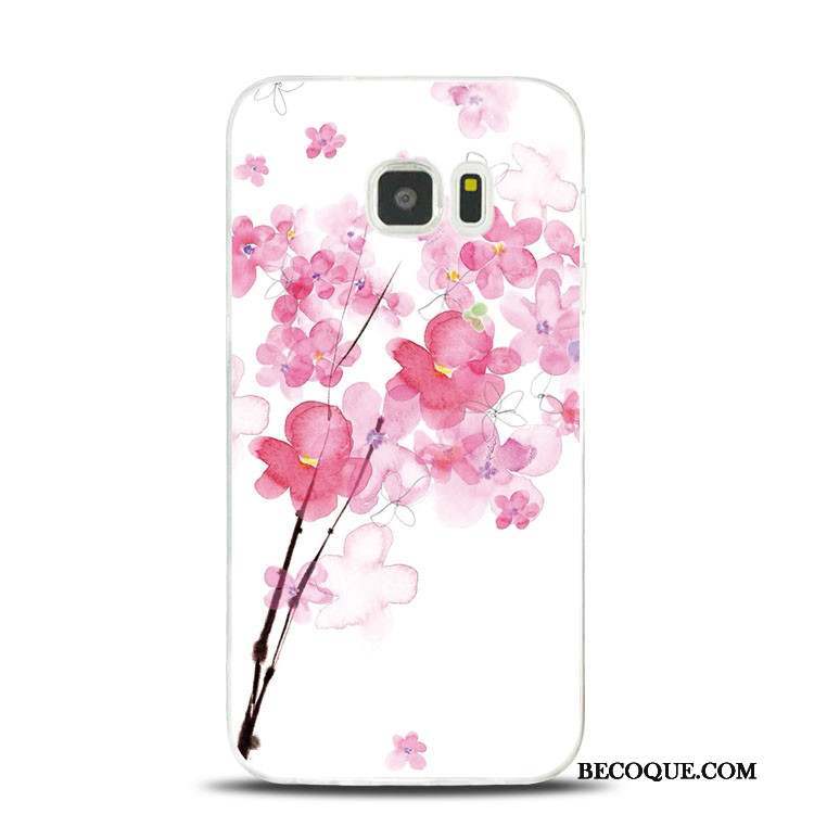 Samsung Galaxy S7 Edge Fluide Doux Silicone Rose Fleur De Pêche Coque Support