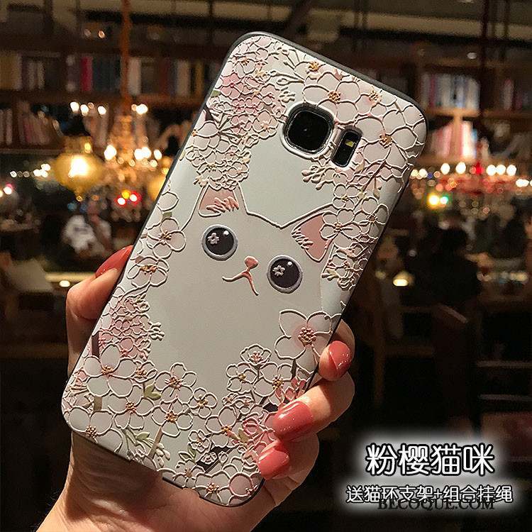 Samsung Galaxy S7 Edge Multicolore Délavé En Daim Gaufrage Fluide Doux Support Coque