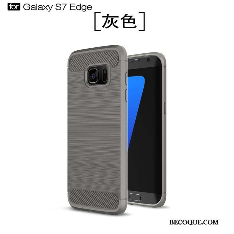 Samsung Galaxy S7 Edge Noir Soie Incassable Coque De Téléphone Fluide Doux