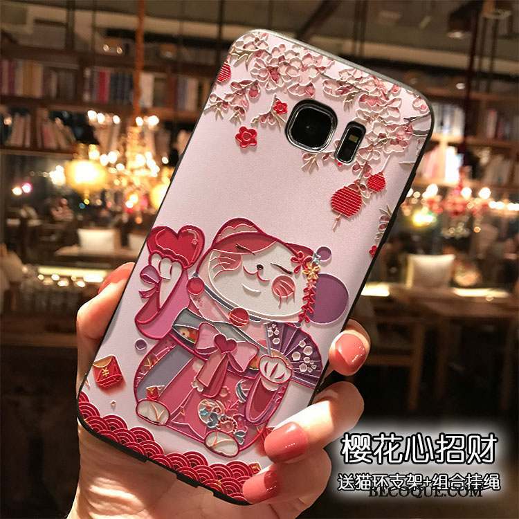 Samsung Galaxy S7 Edge Ornements Suspendus Coque De Téléphone Étui Rose Tout Compris Dessin Animé