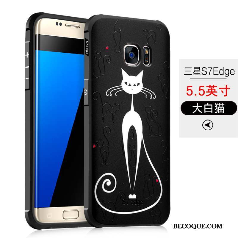 Samsung Galaxy S7 Edge Protection Silicone Noir Fluide Doux Coque De Téléphone Incassable