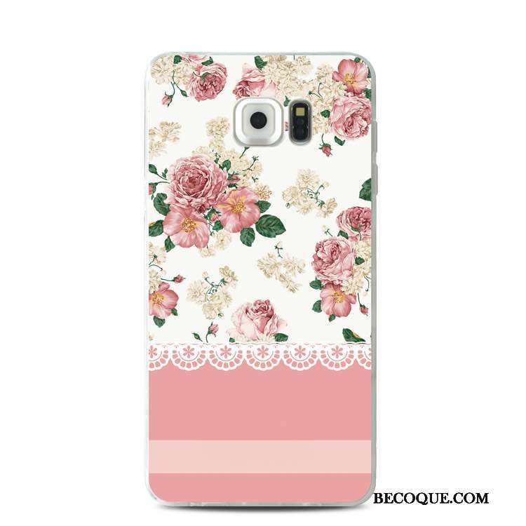 Samsung Galaxy S7 Edge Rose Gaufrage Dentelle Coque De Téléphone Silicone