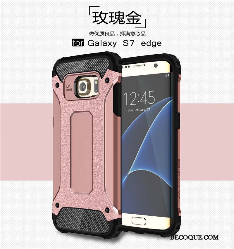 Samsung Galaxy S7 Edge Silicone Coque De Téléphone Jupe Double Difficile Incassable Argent