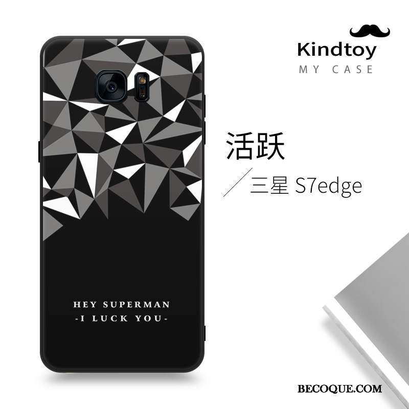 Samsung Galaxy S7 Edge Silicone Incassable Créatif Noir Marque De Tendance Coque De Téléphone