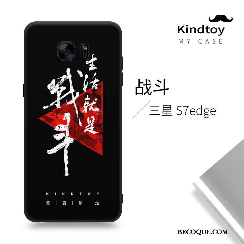 Samsung Galaxy S7 Edge Silicone Incassable Créatif Noir Marque De Tendance Coque De Téléphone