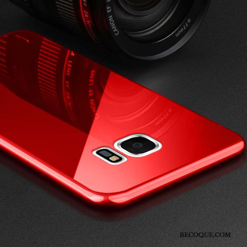 Samsung Galaxy S7 Edge Support Rouge Délavé En Daim Étui Personnalité Coque De Téléphone