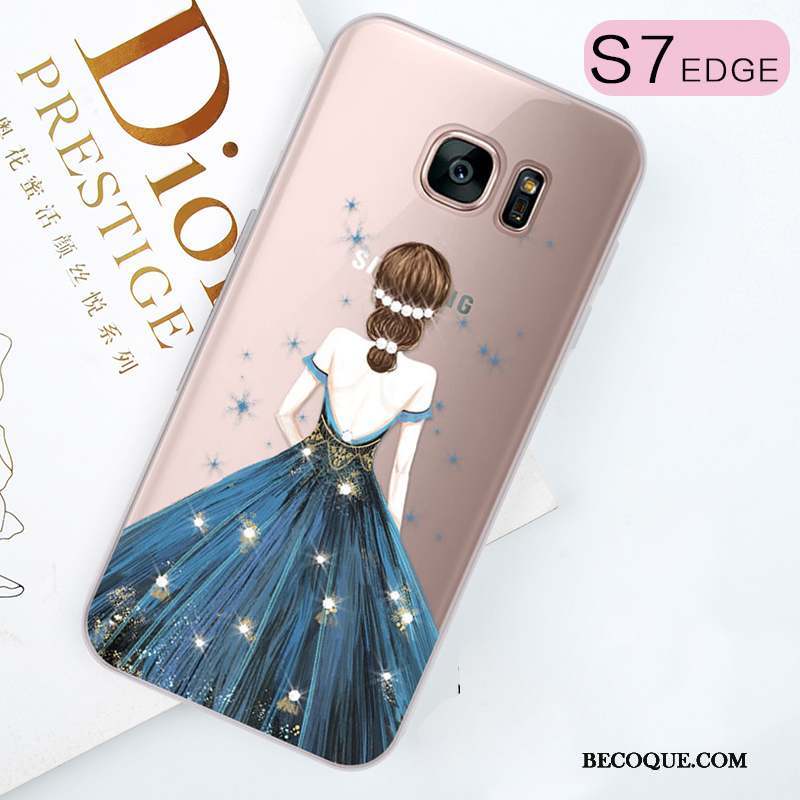 Samsung Galaxy S7 Edge Tout Compris Violet Étui Strass Coque De Téléphone Silicone