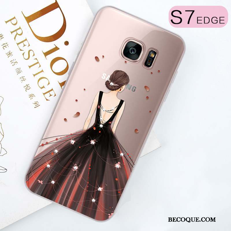 Samsung Galaxy S7 Edge Tout Compris Violet Étui Strass Coque De Téléphone Silicone