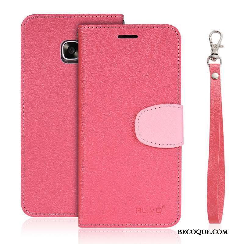 Samsung Galaxy S7 Edge Étui En Cuir Fluide Doux Silicone Rose Coque Clamshell