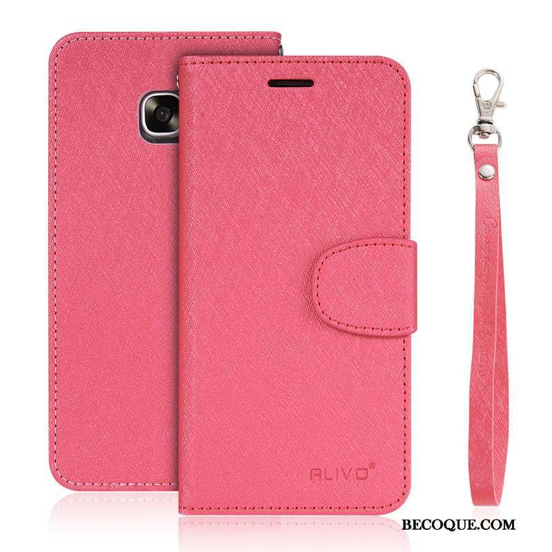 Samsung Galaxy S7 Edge Étui En Cuir Fluide Doux Silicone Rose Coque Clamshell