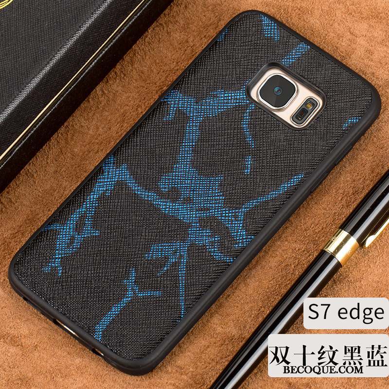 Samsung Galaxy S7 Edge Étui En Cuir Luxe Coque Élégant Cuir Véritable Silicone