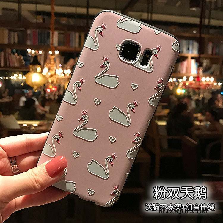 Samsung Galaxy S7 Fluide Doux Support Coque De Téléphone Tendance Bleu Clair Gaufrage