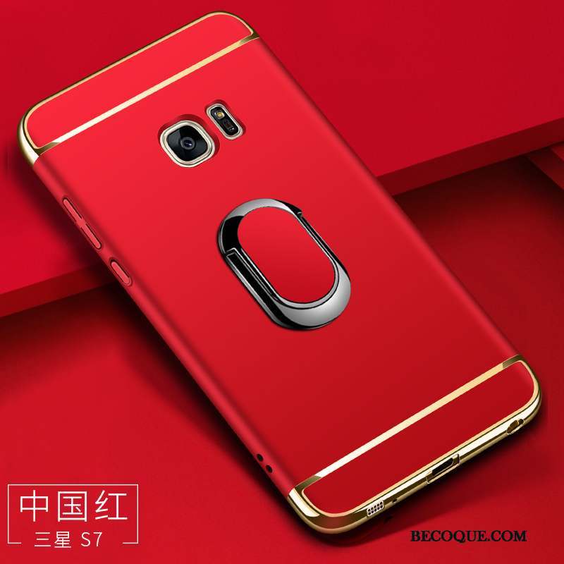 Samsung Galaxy S7 Incassable Rouge Protection Délavé En Daim Coque De Téléphone Étui