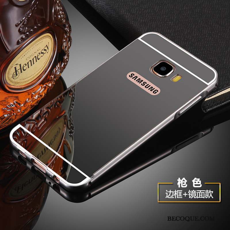 Samsung Galaxy S7 Protection Métal Coque Miroir Noir Étui