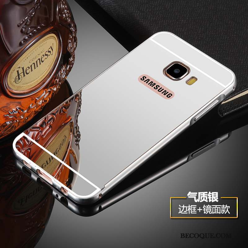 Samsung Galaxy S7 Protection Métal Coque Miroir Noir Étui