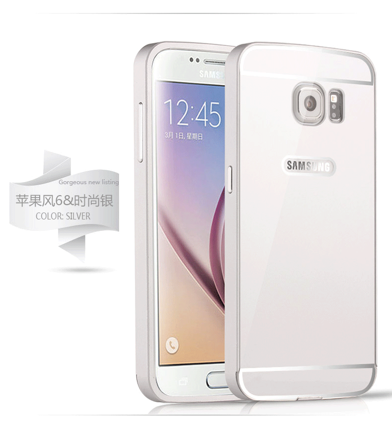 Samsung Galaxy S7 Protection Métal Coque Miroir Noir Étui