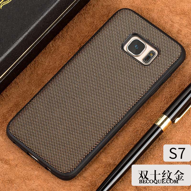 Samsung Galaxy S7 Refroidissement Très Mince Rouge Border Cuir Véritable Coque De Téléphone