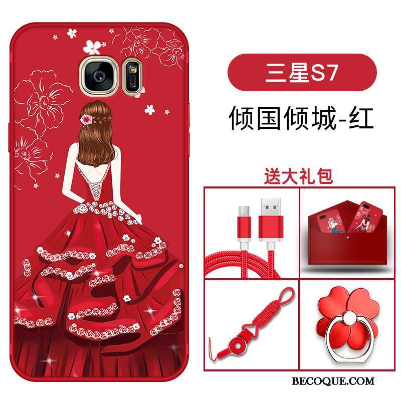Samsung Galaxy S7 Rouge Étui Coque De Téléphone Protection Silicone Tout Compris