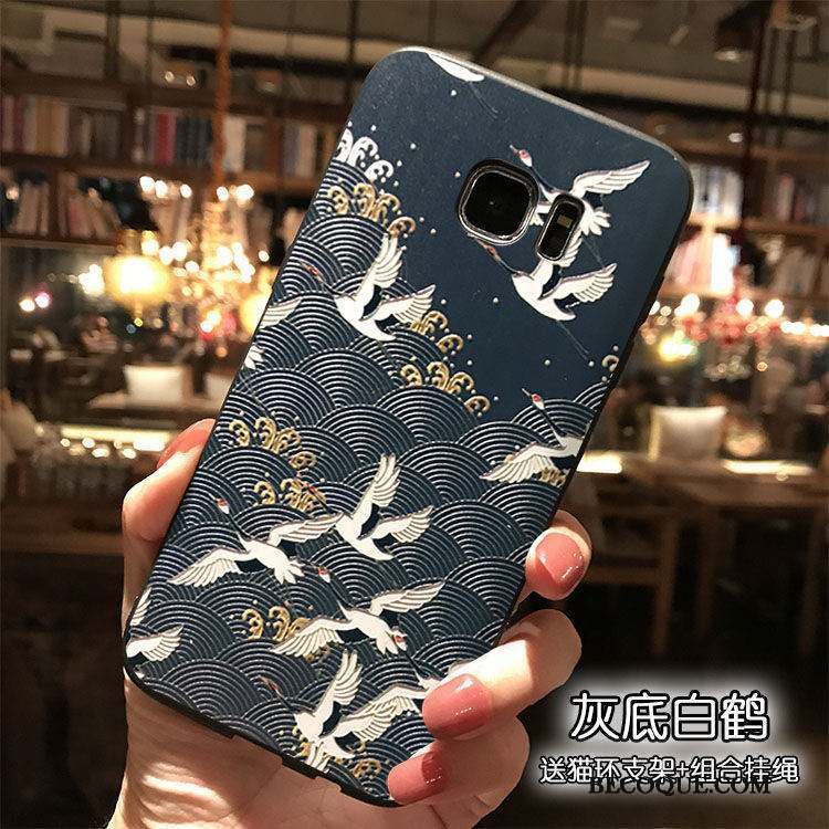 Samsung Galaxy S7 Silicone Tout Compris Personnalité Dessin Animé Bleu Coque