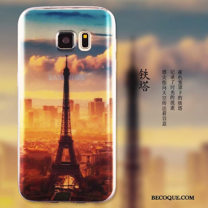 Samsung Galaxy S7 Silicone Transparent Téléphone Portable Bleu Coque Peinture