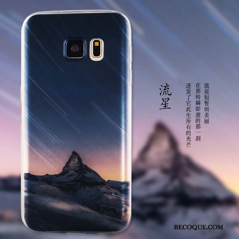 Samsung Galaxy S7 Silicone Transparent Téléphone Portable Bleu Coque Peinture