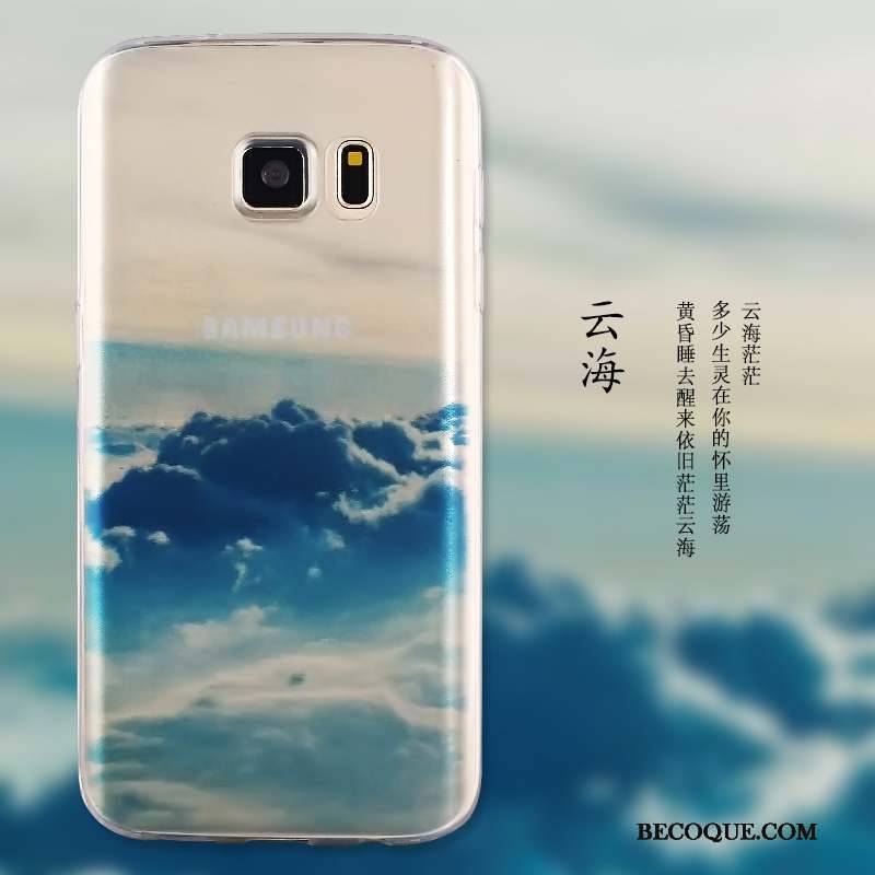 Samsung Galaxy S7 Silicone Transparent Téléphone Portable Bleu Coque Peinture