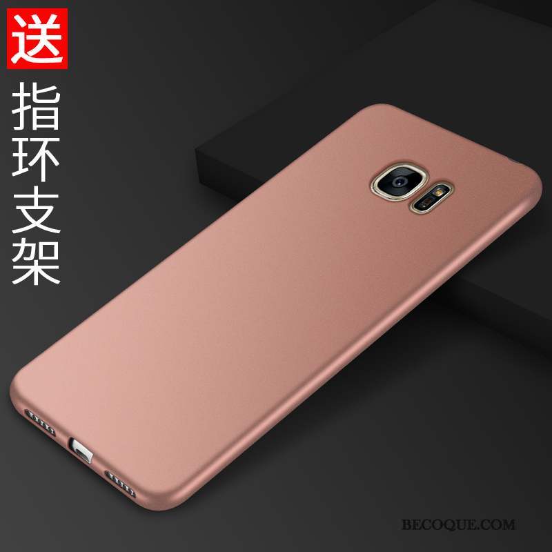 Samsung Galaxy S7 Simple Noir Coque Étui Support Protection