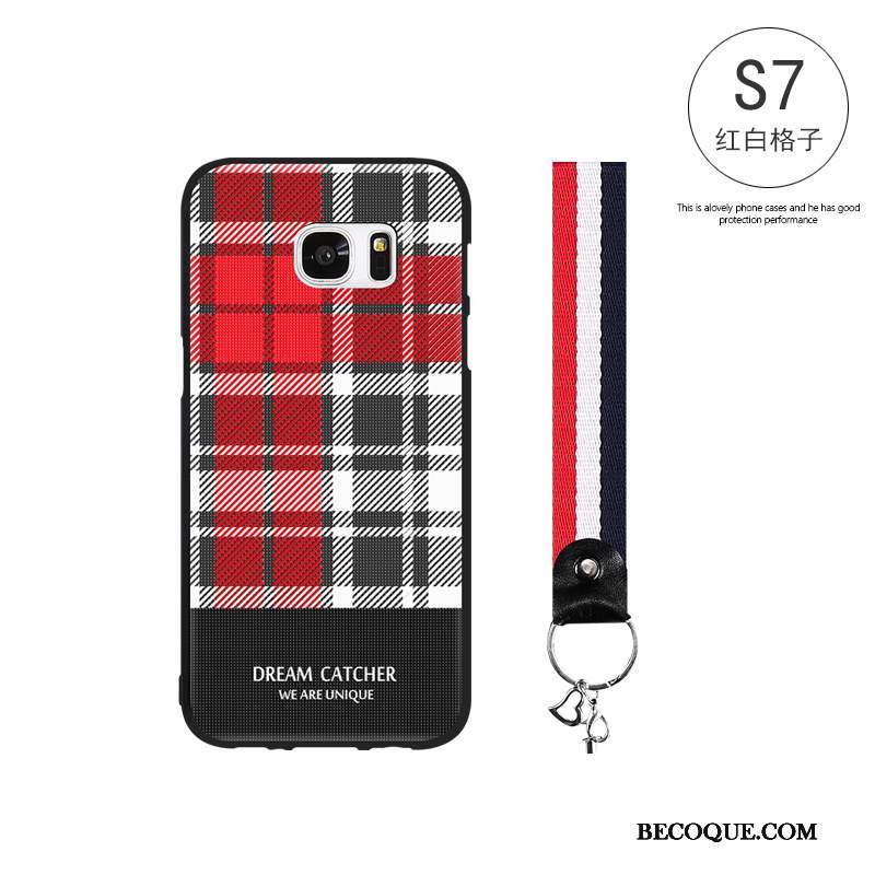 Samsung Galaxy S7 Simple Tendance Plaid Coque De Téléphone Protection Fluide Doux