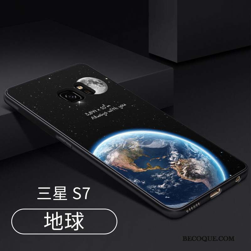 Samsung Galaxy S7 Tout Compris Coque Silicone Noir Incassable Ornements Suspendus