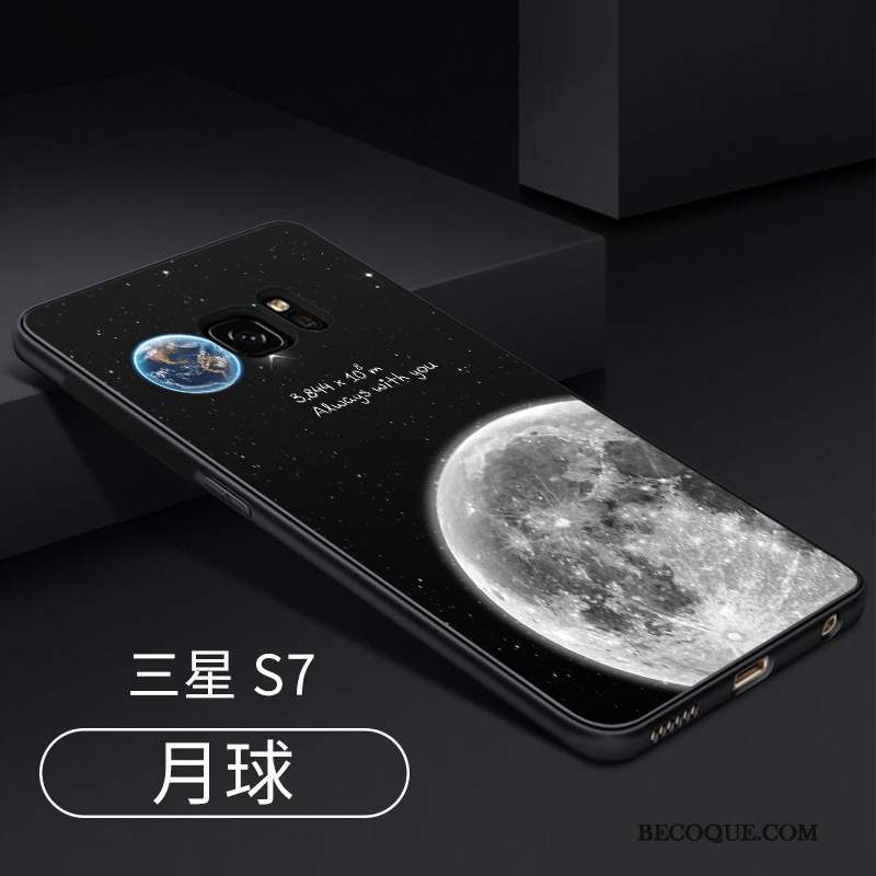 Samsung Galaxy S7 Tout Compris Coque Silicone Noir Incassable Ornements Suspendus