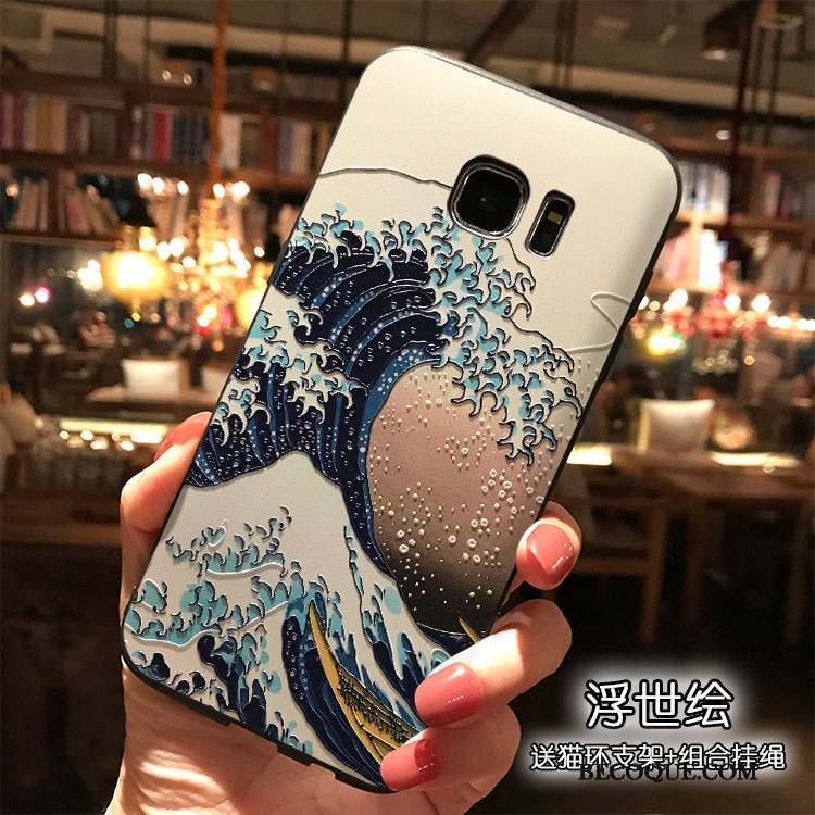 Samsung Galaxy S7 Vagues Ornements Suspendus Coque Gris Tendance Étui