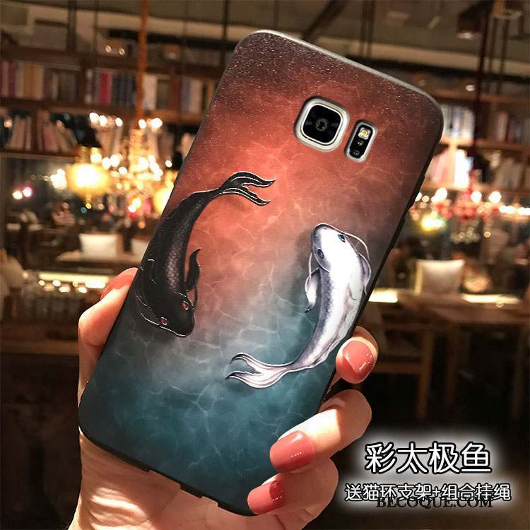 Samsung Galaxy S7 Étui Coque De Téléphone Silicone Noir Dessin Animé Tendance