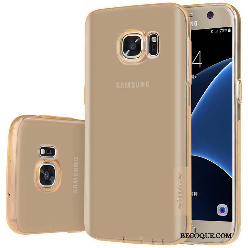Samsung Galaxy S7 Étui Coque De Téléphone Transparent Rose Or Fluide Doux