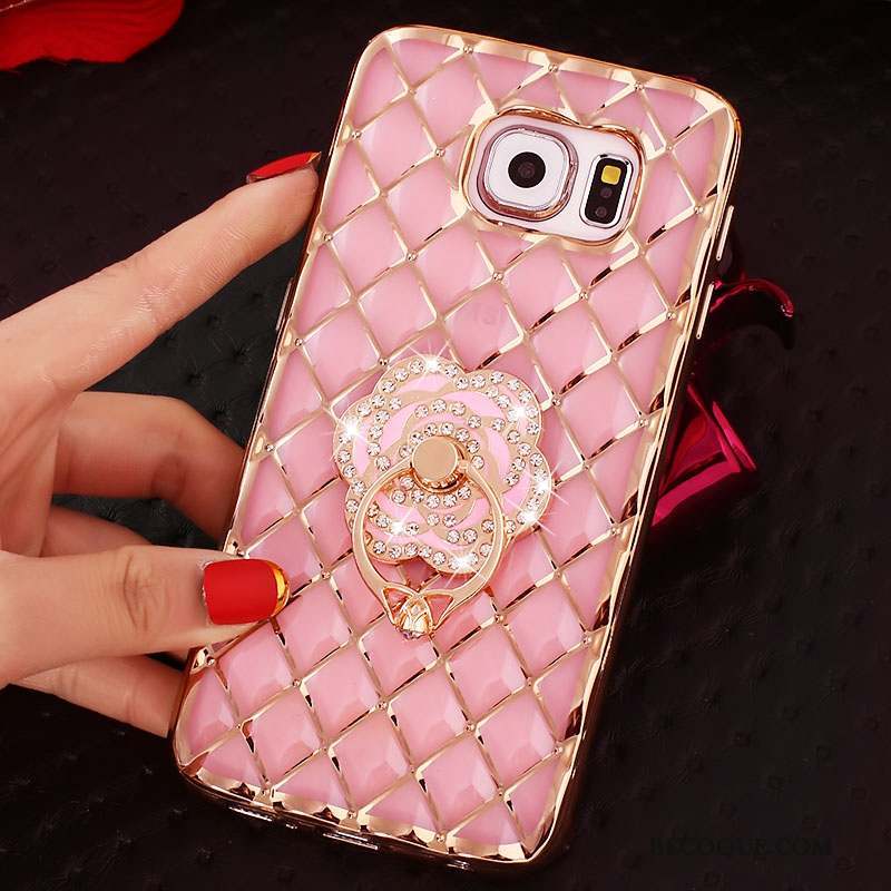 Samsung Galaxy S7 Étui Coque Fluide Doux Une Agrafe Rose Anneau