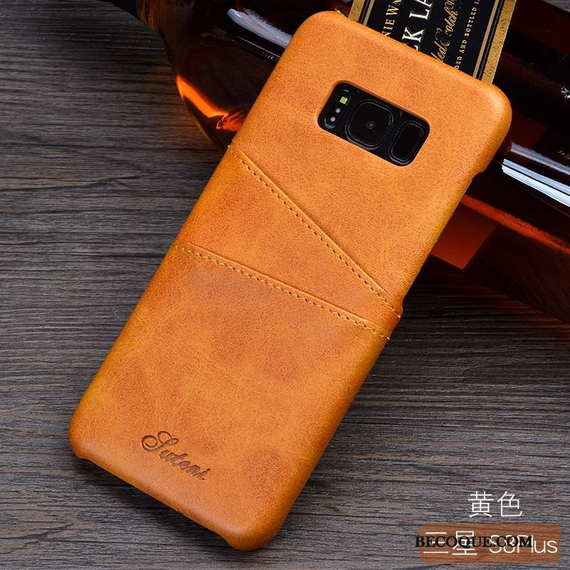Samsung Galaxy S8+ Business Coque De Téléphone Protection Cuir Orange Mode