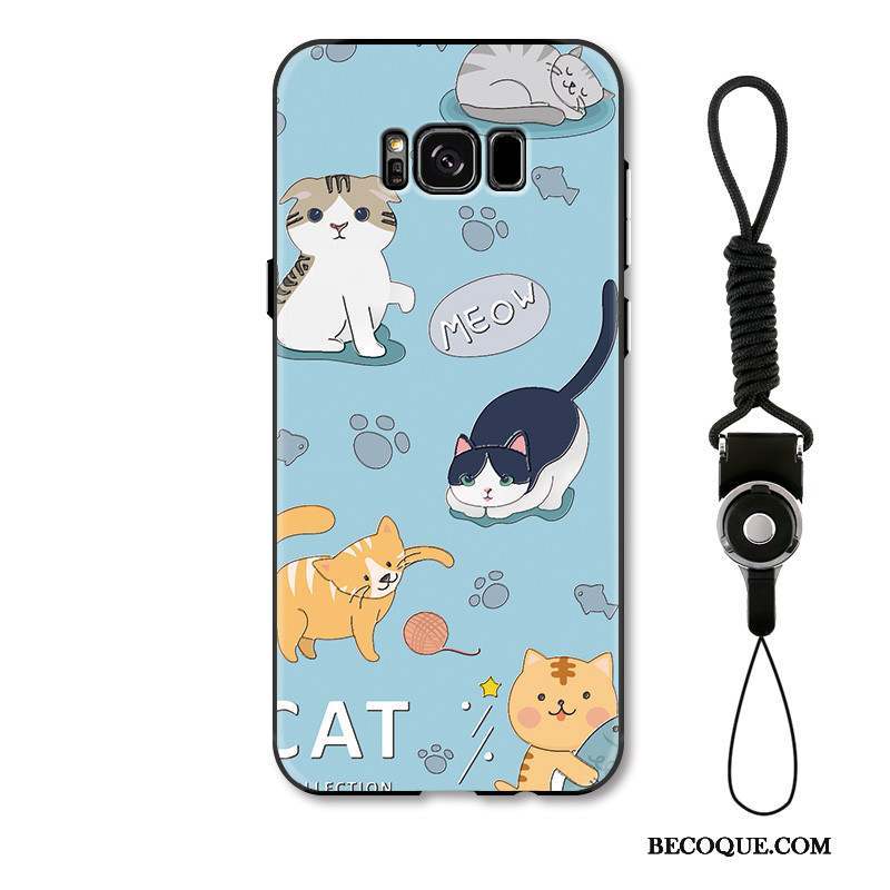 Samsung Galaxy S8 Coque Bleu Clair Dessin Animé Étui Gaufrage Incassable Charmant