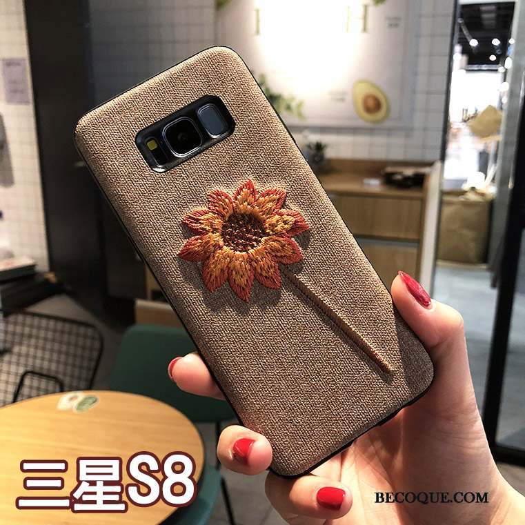Samsung Galaxy S8 Coque Broderie Téléphone Portable Protection Incassable Créatif Nouveau