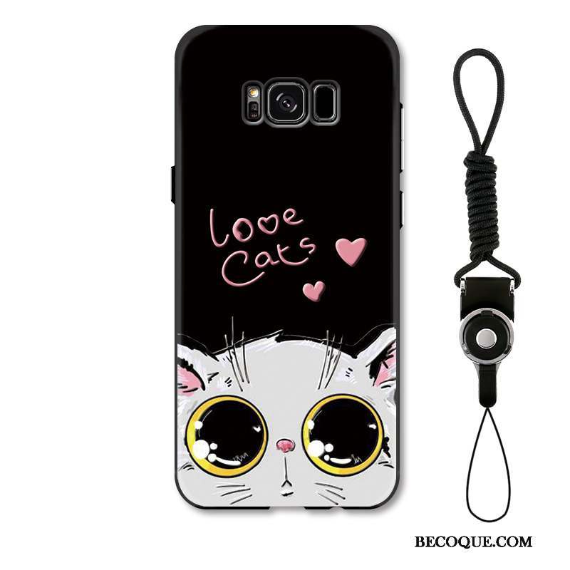 Samsung Galaxy S8 Coque Chat Dessin Animé Incassable Étui Charmant Noir