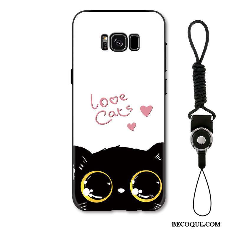 Samsung Galaxy S8 Coque Chat Dessin Animé Incassable Étui Charmant Noir