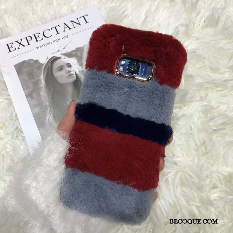 Samsung Galaxy S8+ Coque Couture Couleurs Peluche Cœur Cheveux De Lapin De Téléphone