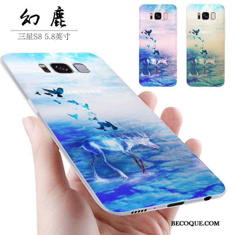 Samsung Galaxy S8+ Coque Créatif Silicone Bleu Incassable Tout Compris Délavé En Daim