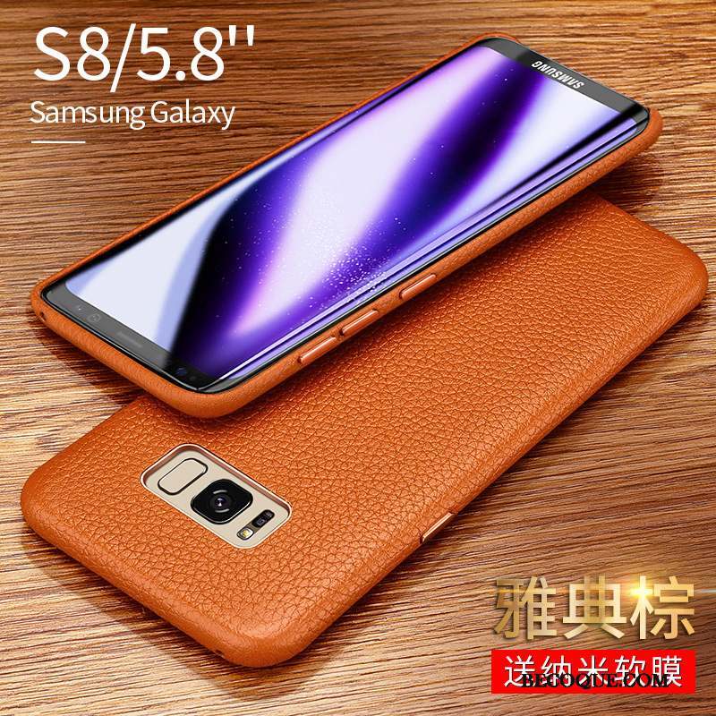 Samsung Galaxy S8+ Coque Cuir Incassable Nouveau Bleu Marin Étui En Cuir Mince