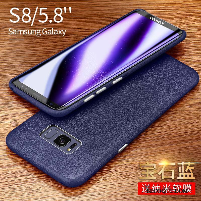 Samsung Galaxy S8+ Coque Cuir Incassable Nouveau Bleu Marin Étui En Cuir Mince