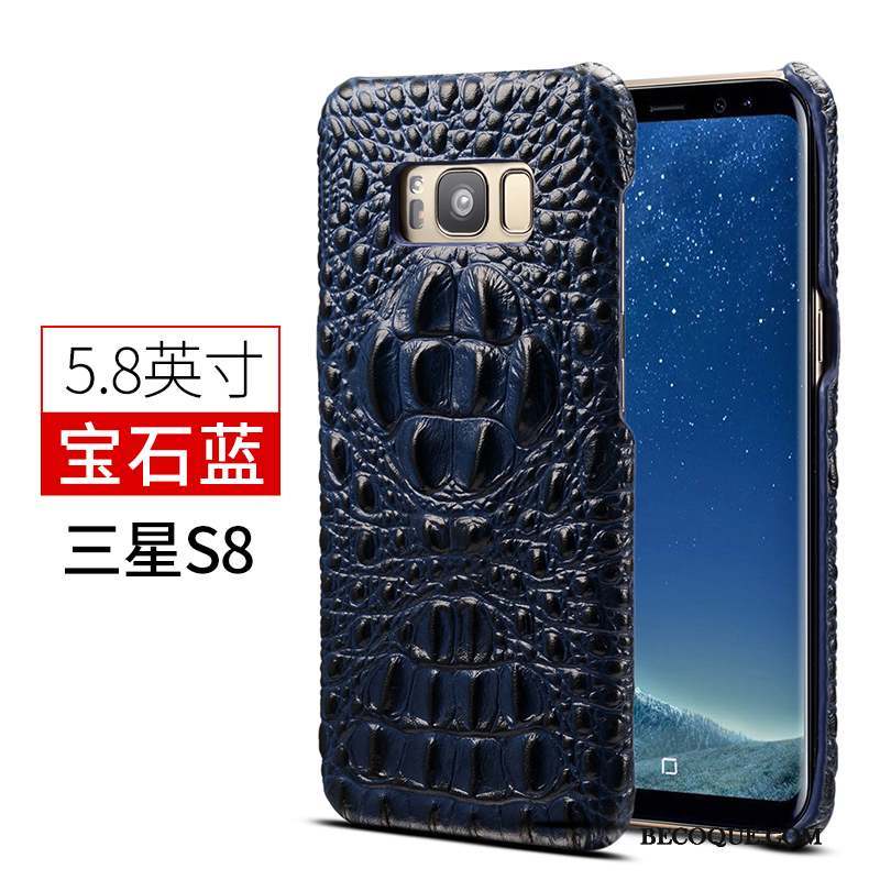 Samsung Galaxy S8+ Coque Cuir Incassable Nouveau Bleu Marin Étui En Cuir Mince