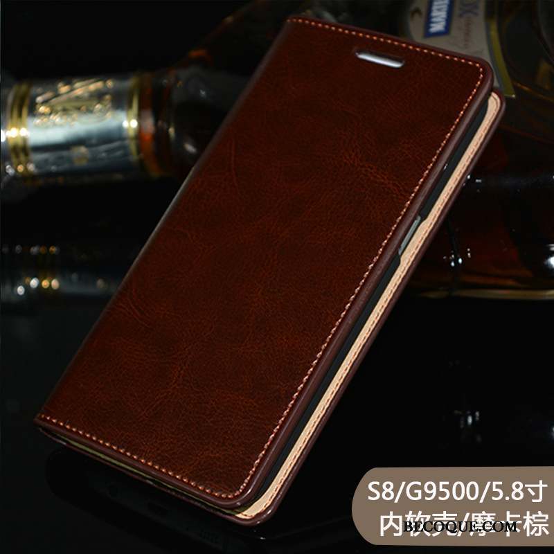 Samsung Galaxy S8+ Coque Cuir Véritable Housse Business Téléphone Portable Tout Compris Rouge