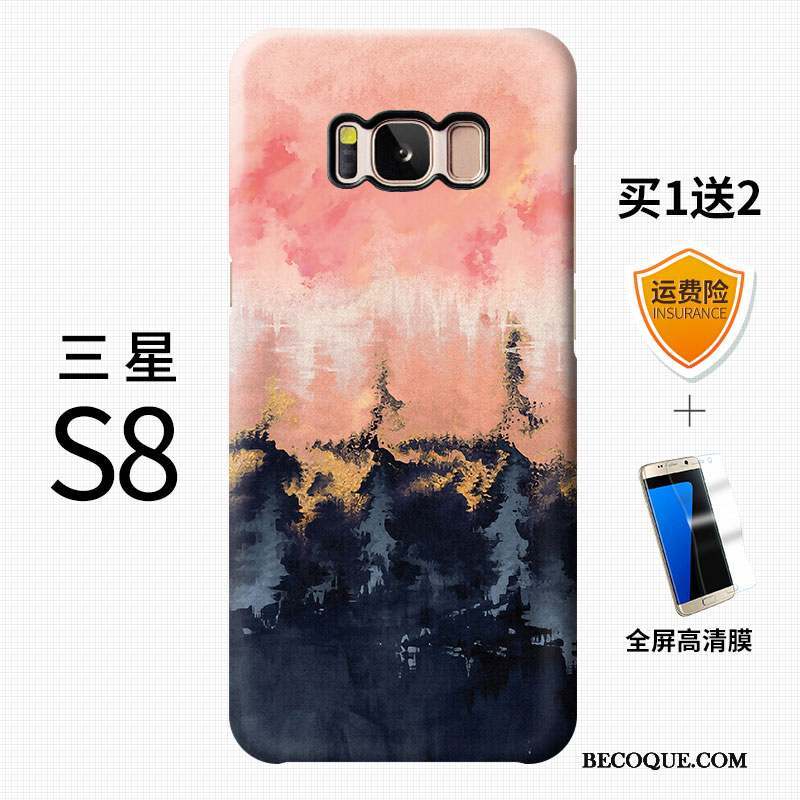 Samsung Galaxy S8+ Coque De Téléphone Incassable Rose Difficile Délavé En Daim Personnalité