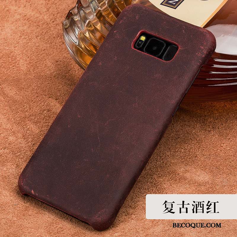 Samsung Galaxy S8+ Coque De Téléphone Mode Luxe Étui En Cuir Vin Rouge Tendance