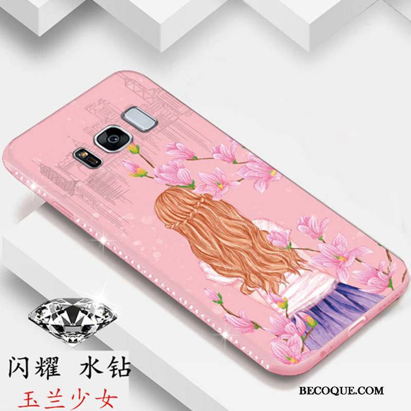 Samsung Galaxy S8 Coque De Téléphone Protection Incruster Strass Étui Rose Tout Compris