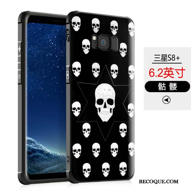 Samsung Galaxy S8+ Coque De Téléphone Protection Silicone Délavé En Daim Noir Étui